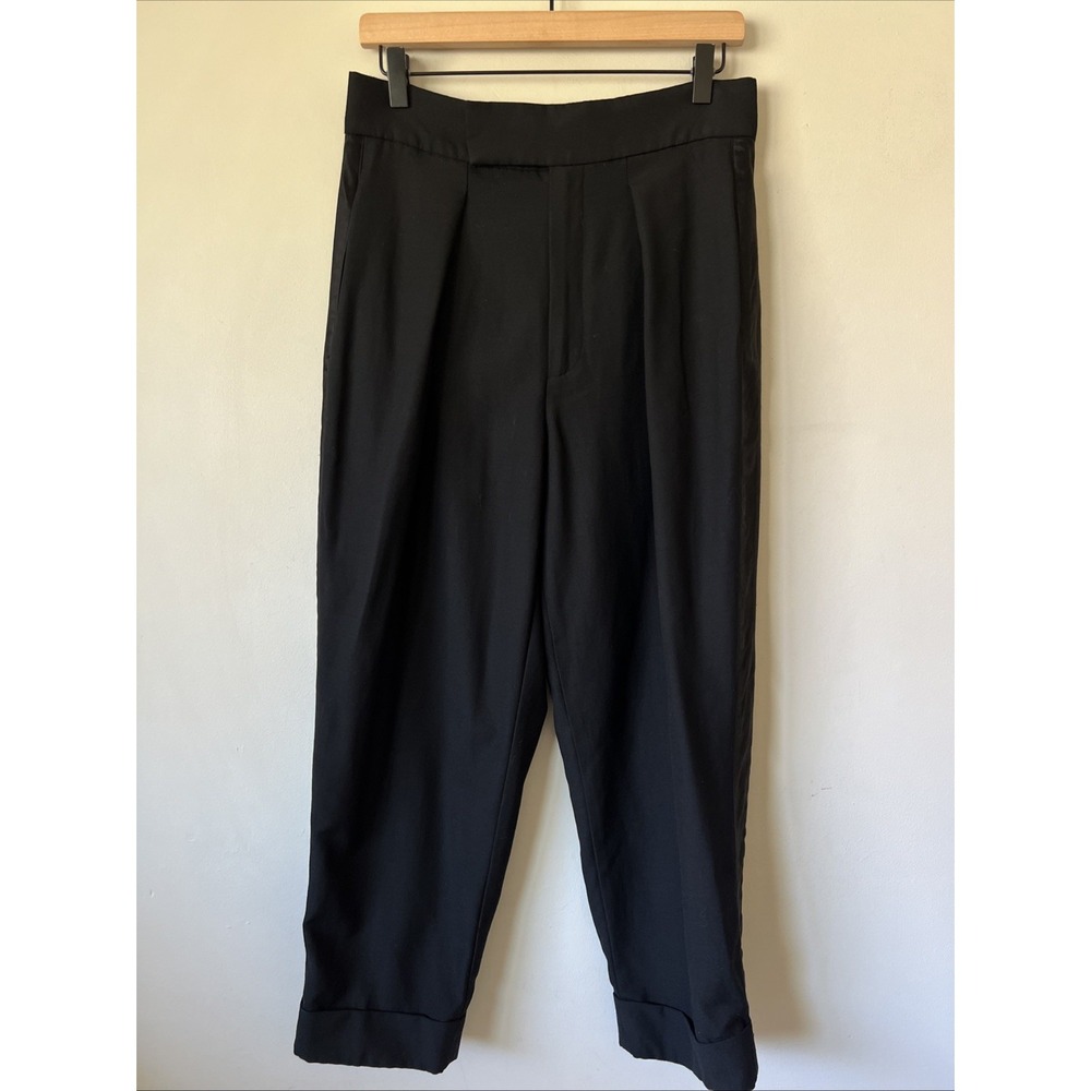 Polo Ralph Lauren Women's Pants Size 6 Black Tuxedo Wool Trousers Pleated Cuffed